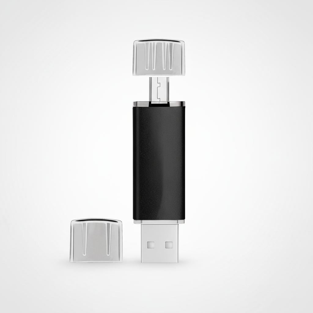 Flash drive OTG, compact en universeel. Gemakkelijk mee te nemen voor mobiel gebruik en snelle data opslag.