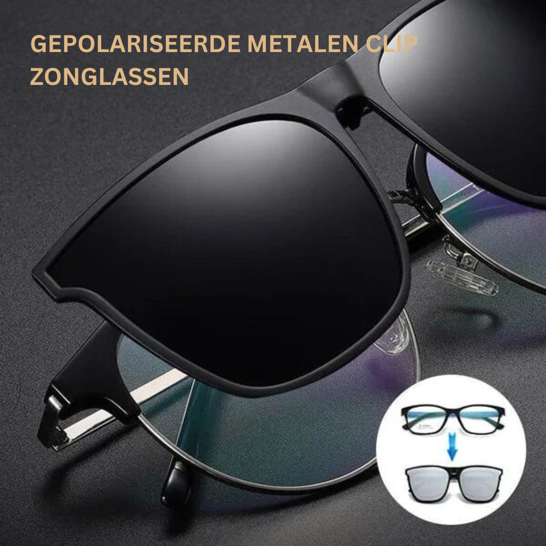 Unisex gepolariseerde clip-on zonnebril voor brillendragers, UV400 oogbescherming, anti-glans.