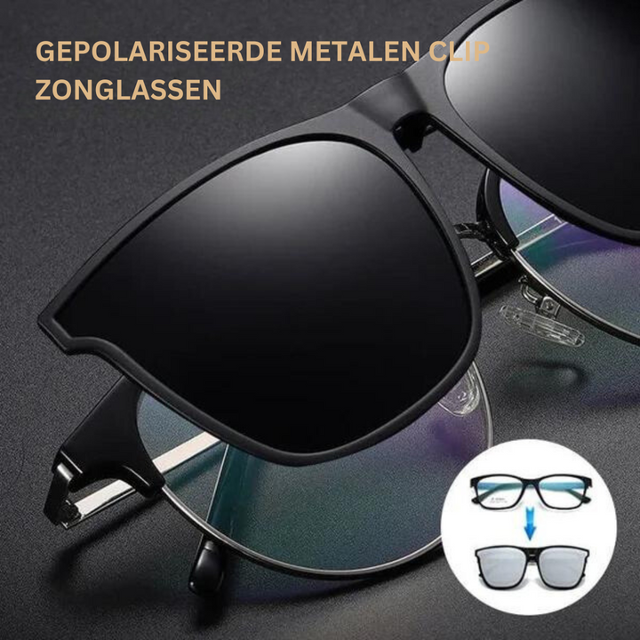 Unisex gepolariseerde clip-on zonnebril voor brillendragers, UV400 oogbescherming, anti-glans.
