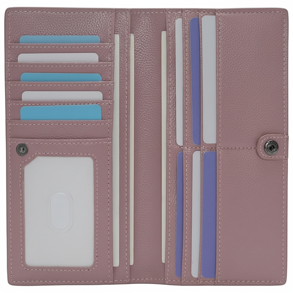 Elegante compacte dames portemonnee van leer. RFID-veilig en praktisch accessoire.