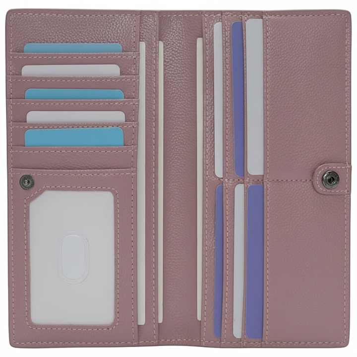 Elegante compacte dames portemonnee van leer. RFID-veilig en praktisch accessoire.