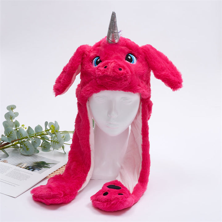 Warme unisex muts met beweegbare kattenoren, ideaal voor buitenactiviteiten.
