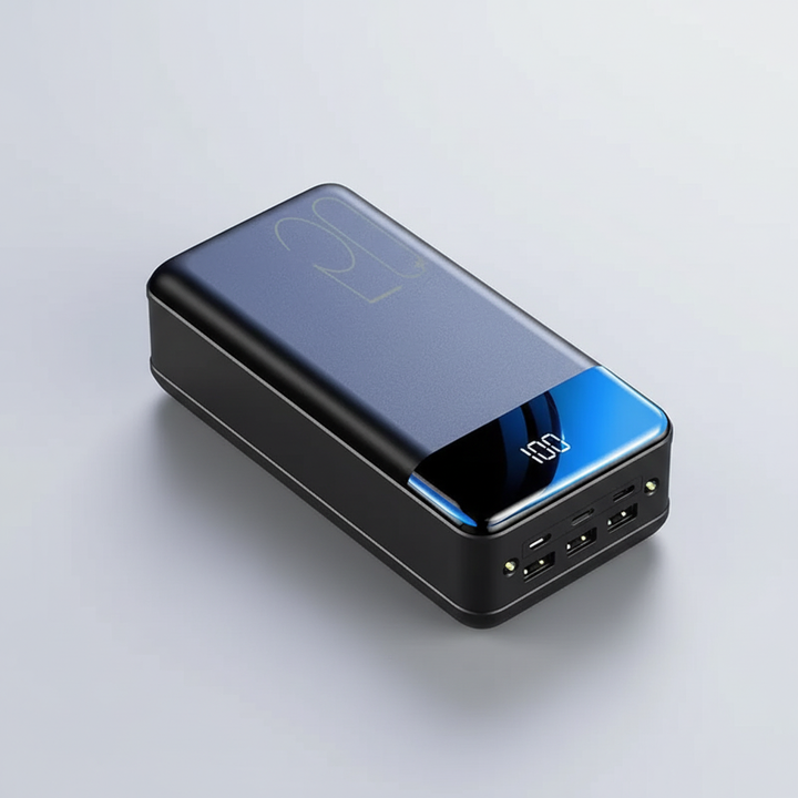 Moderne VoltHaven universele powerbank; betrouwbare energiebron voor snelladen van smartphones en tablets.