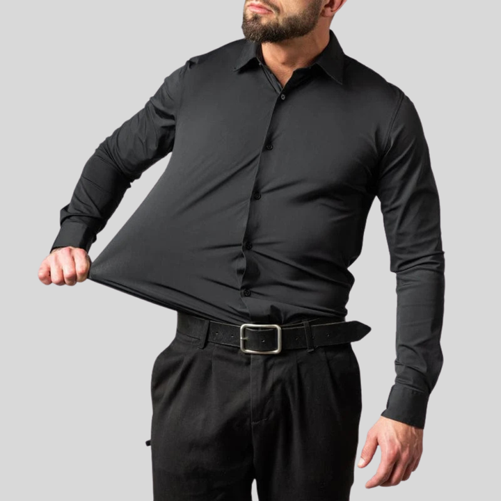 Heren strijkvrij overhemd met lange mouwen, ideaal voor een kreukvrije en comfortabele zakelijke look.