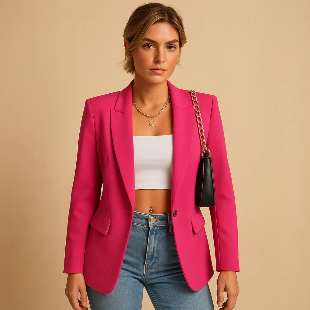 Veelzijdige getailleerde damesblazer, ideaal voor een klassieke zakelijke of stijlvolle kantooroutfit.