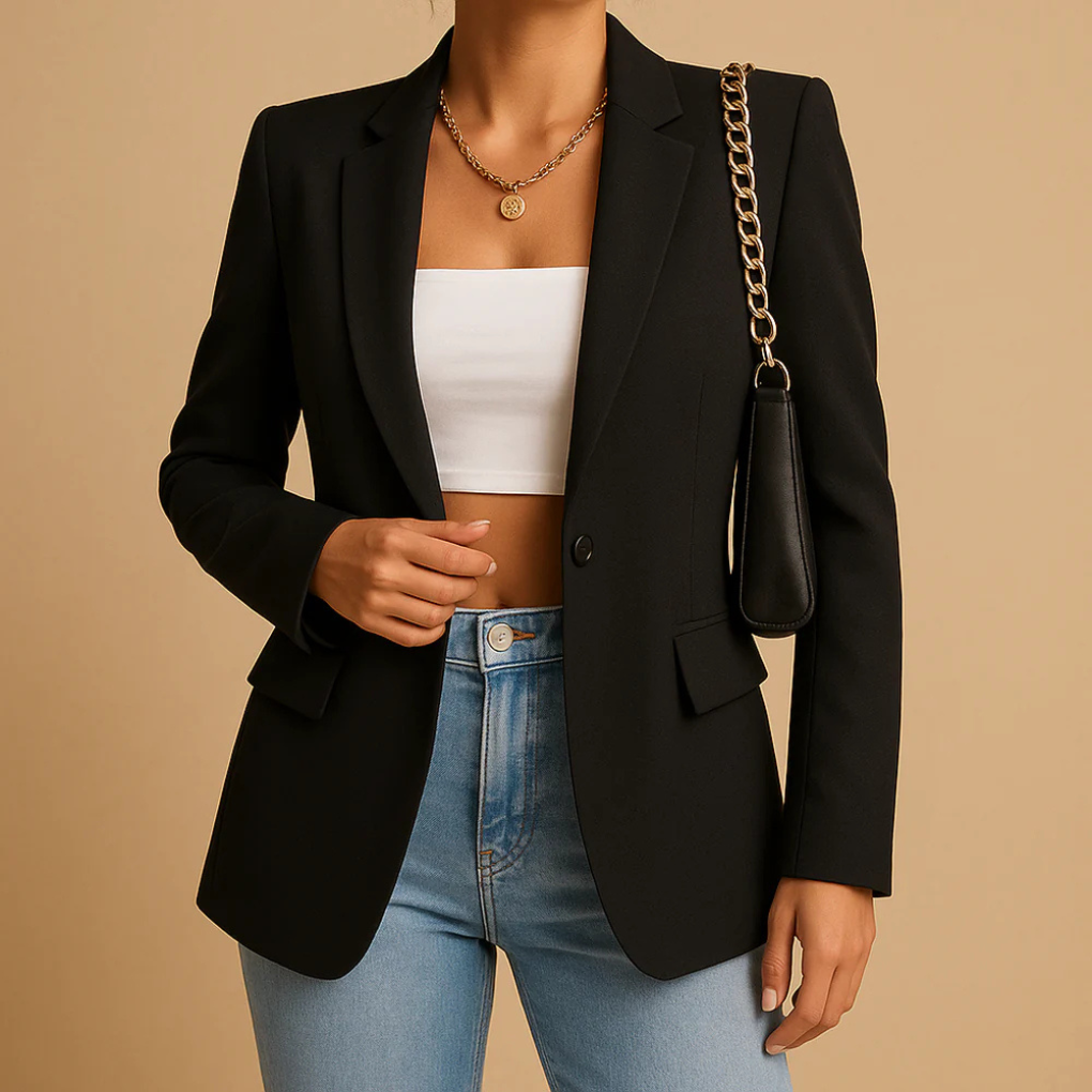 Chique getailleerde damesblazer, een elegante en veelzijdige keuze voor zakelijke en stijlvolle gelegenheden.