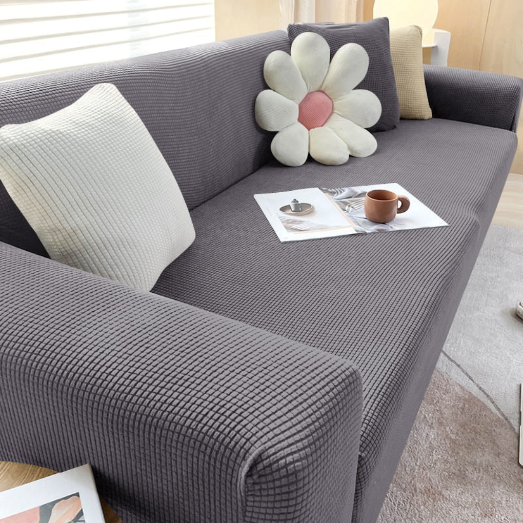 Perfect passende StretchGuard bankhoes: Elastische stof, vernieuwt oude bank en geeft woonkamer frisse look.