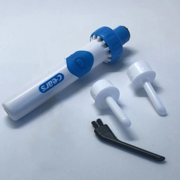 Close-up van de zachte siliconen tip van de elektrische oorreiniger voor comfortabele oorhygiëne.