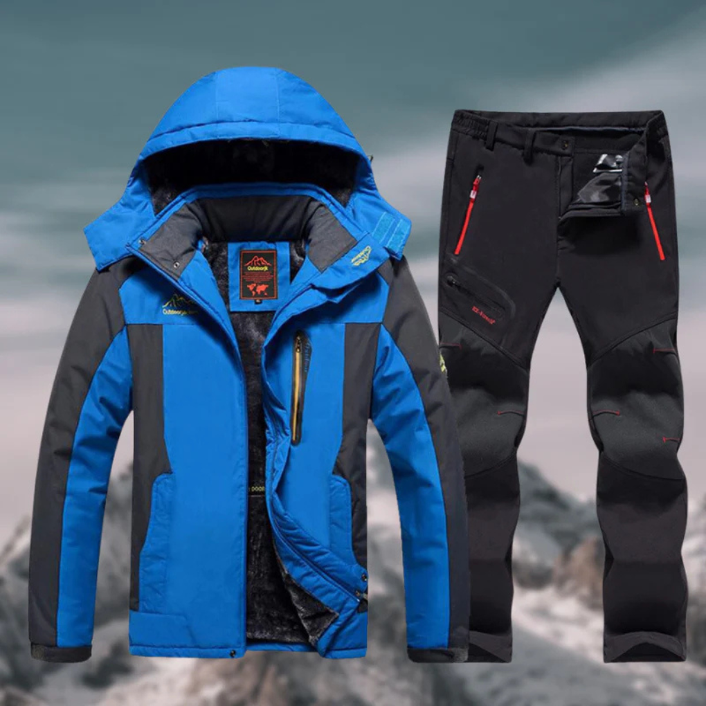 Heren waterdicht skipak, perfect voor skiën en snowboarden in de sneeuw tijdens wintersport.