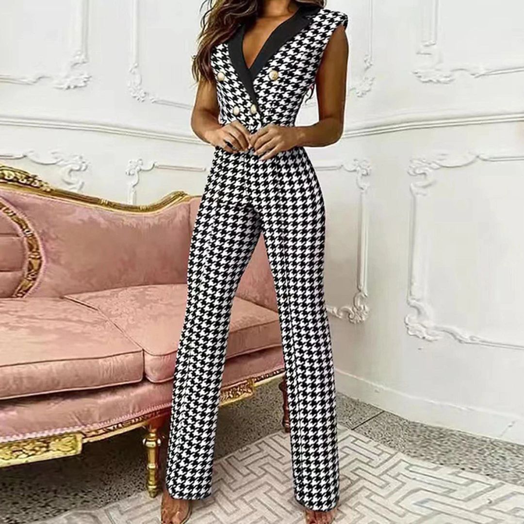 Elegante dames jumpsuit met retro vintage look, perfect voor feestkleding of stijlvolle casual outfits. Losse pasvorm.