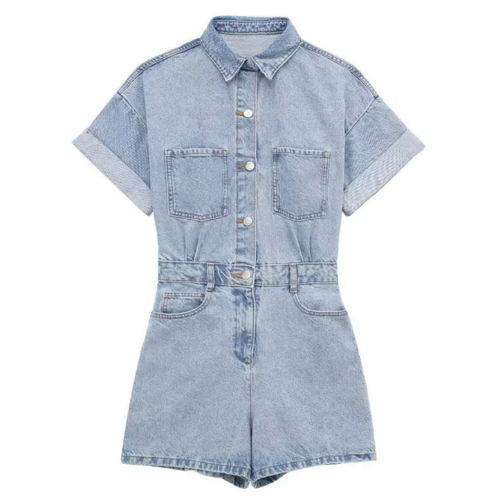 Dames zomer playsuit met korte mouwen, slimfit pasvorm voor een trendy casual chic look.