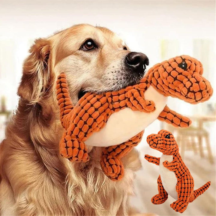 Groen dinosaurus speeltje, stimuleert de energie en het welzijn van elke hond. Duurzaam product.