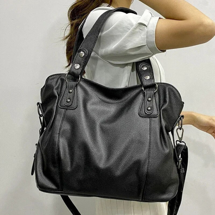 Luxe leren dames schoudertas EliteCarry, elegant en ruim, perfect voor dagelijks gebruik.
