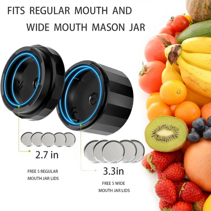 Complete elektrische vacuümsealer kit voor Mason jars, inclusief slangen, voor optimale versheid.