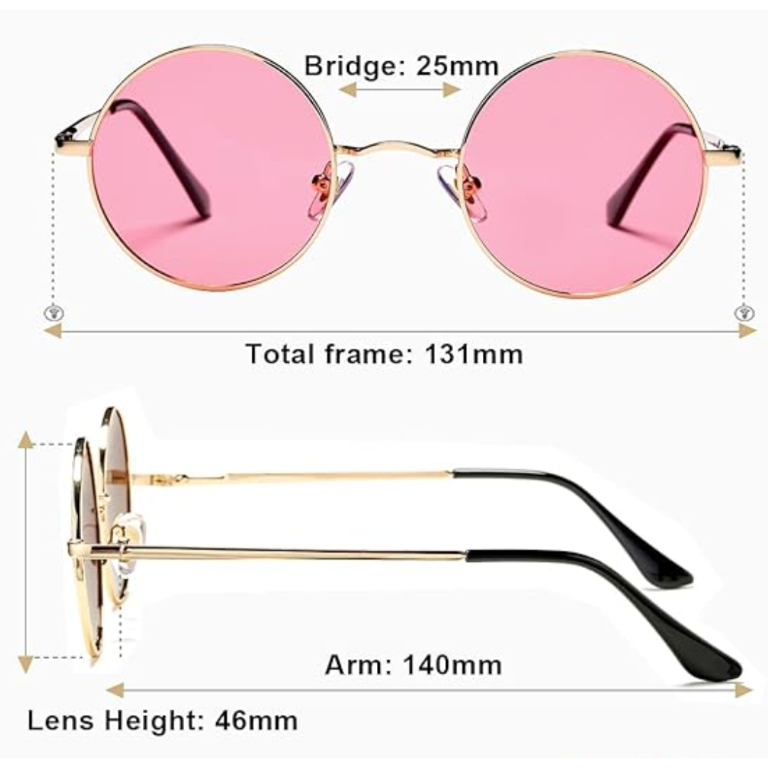 Festival-ready ronde zonnebril, vintage look, gepolariseerd en unisex stijlvol.