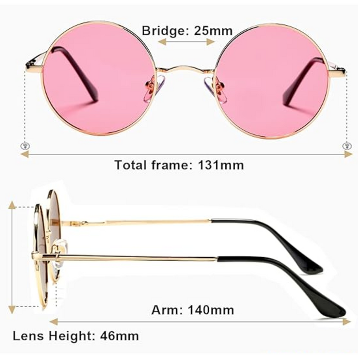Festival-ready ronde zonnebril, vintage look, gepolariseerd en unisex stijlvol.