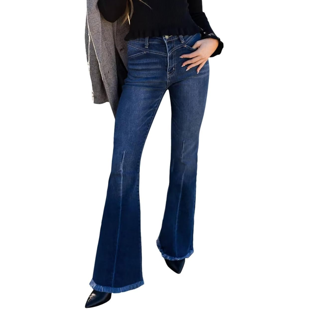 Retro-chique dames flared jeans 'Stella' met high-waisted pasvorm en wijde pijpen.