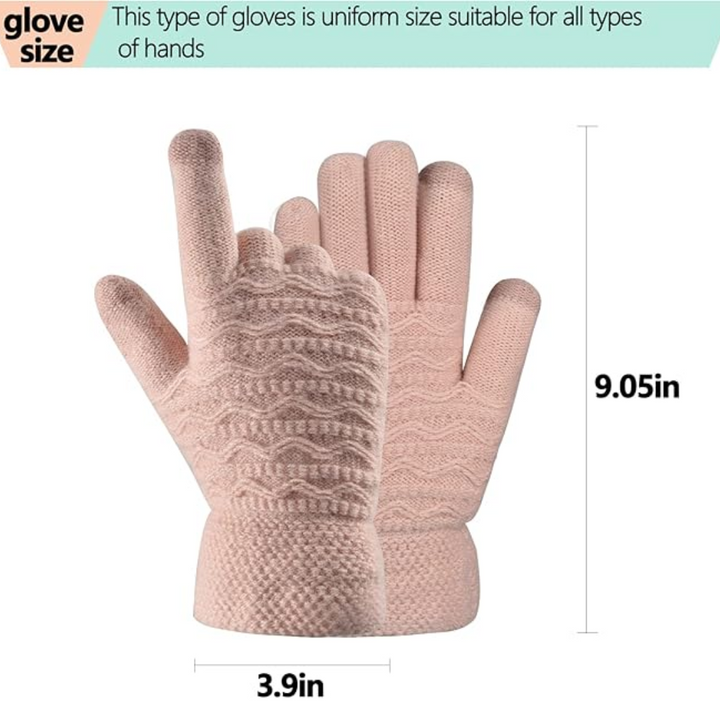 Modieuze dames winteraccessoire: gebreide touchscreen handschoenen met luxe fleece voering.