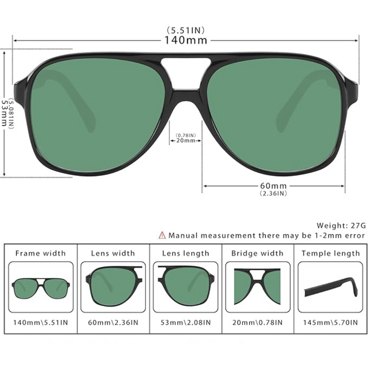 Veelzijdige retro aviator zonnebril voor dames en heren. UV400 bescherming, klassiek 70s design, comfortabel.