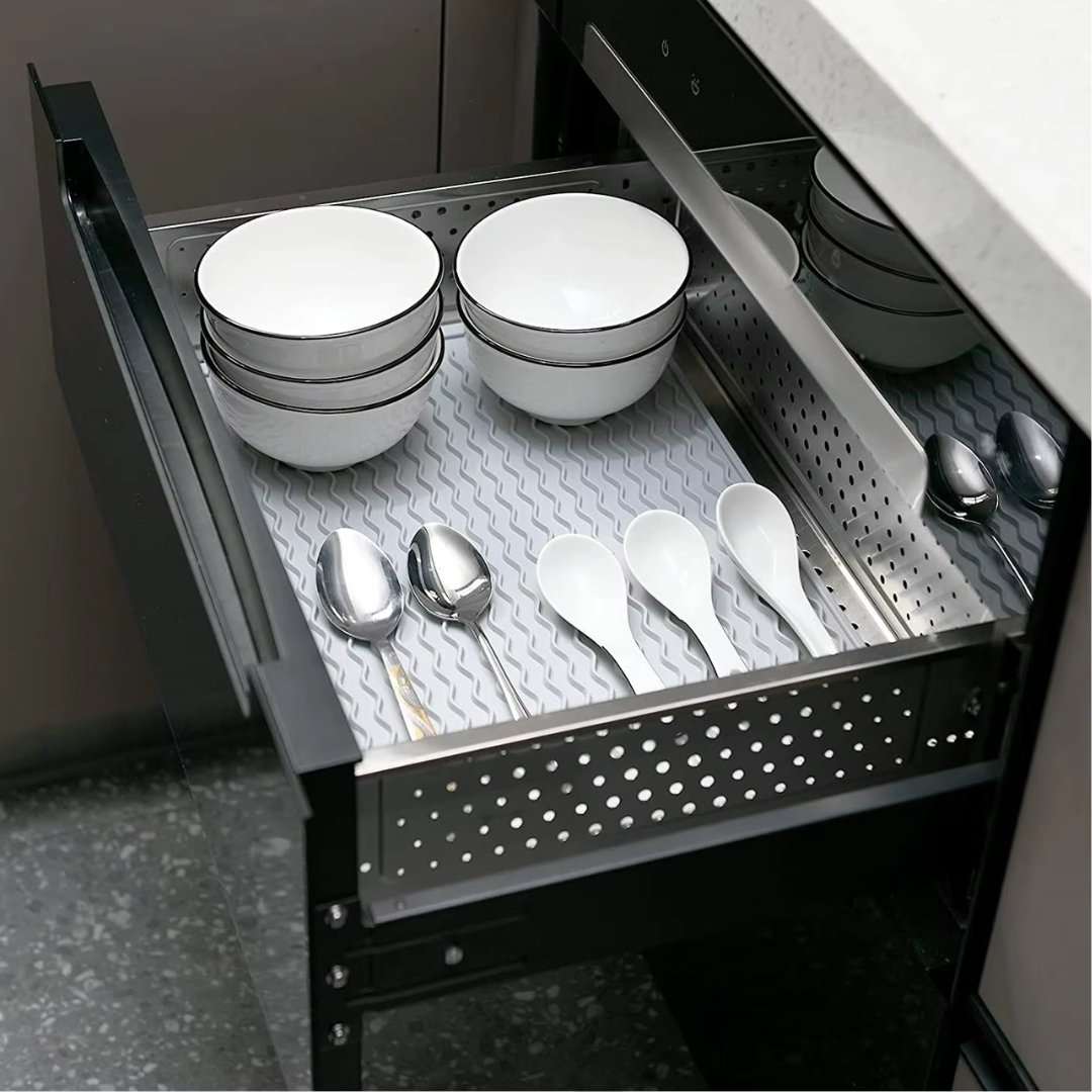 Stijlvolle blauwe siliconen afdruipmat, modern design voor elke keuken.