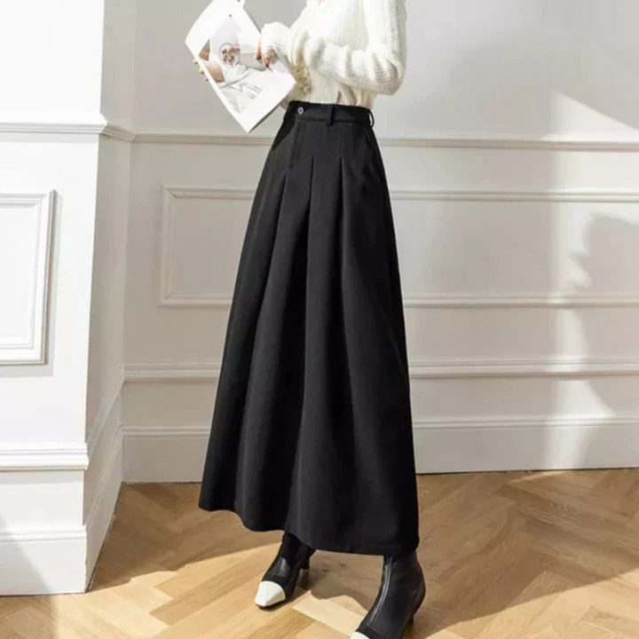 Stijlvolle zwarte midi rok voor dames, perfect voor zowel zakelijke kleding als een casual chique look.