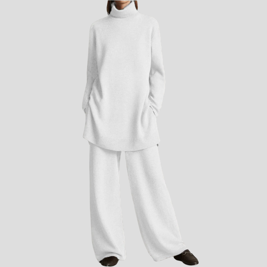 Chique tweedelige co-ord set voor vrouwen: losvallende top en bijpassende broek. Perfect voor dameskleding, casual of formeel.