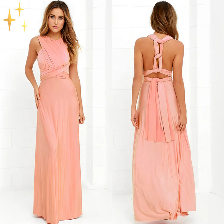 Verstelbare dames wikkeljurk, midi lengte, elegant en comfortabel, met V-hals design.