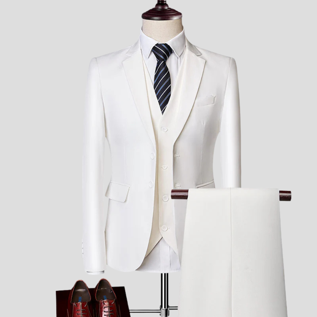 Elegant 2-delig herenpak in polyester, een tijdloze keuze voor formele herenkleding.