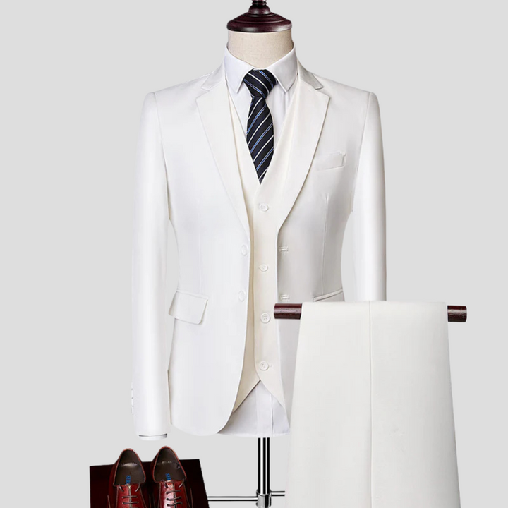 Elegant 2-delig herenpak in polyester, een tijdloze keuze voor formele herenkleding.