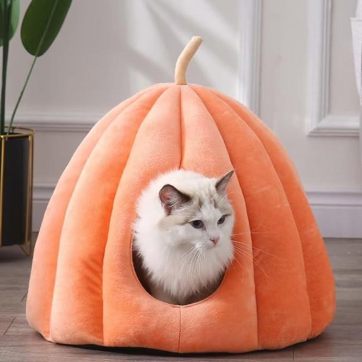 Comfortabele kattenmand met zachte voering, creëert een veilige schuilplaats voor de kat.