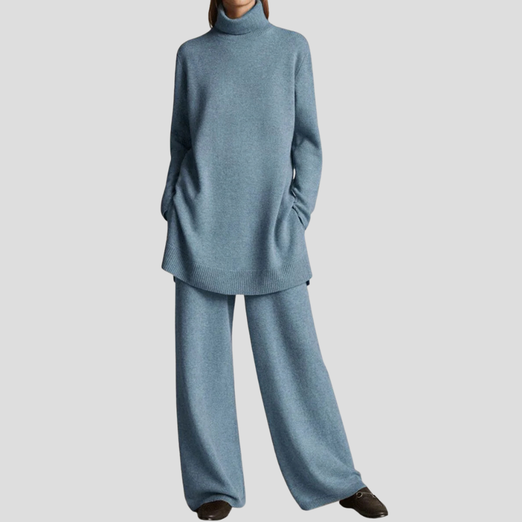 Comfortabele en tijdloze dames co-ord set met elegante top en broek. Perfect voor vrouwenmode, zowel zakelijk als casual.