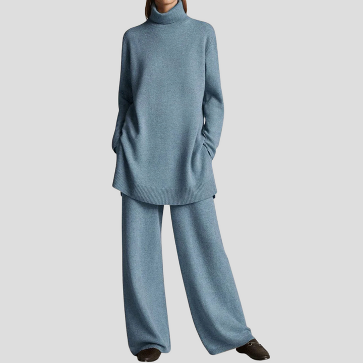 Comfortabele en tijdloze dames co-ord set met elegante top en broek. Perfect voor vrouwenmode, zowel zakelijk als casual.