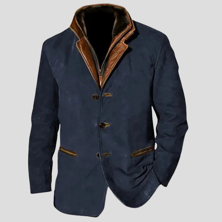 Groene vintage herenjas met een klassieke uitstraling, geschikt als stijlvolle tussenjas voor mannen.
