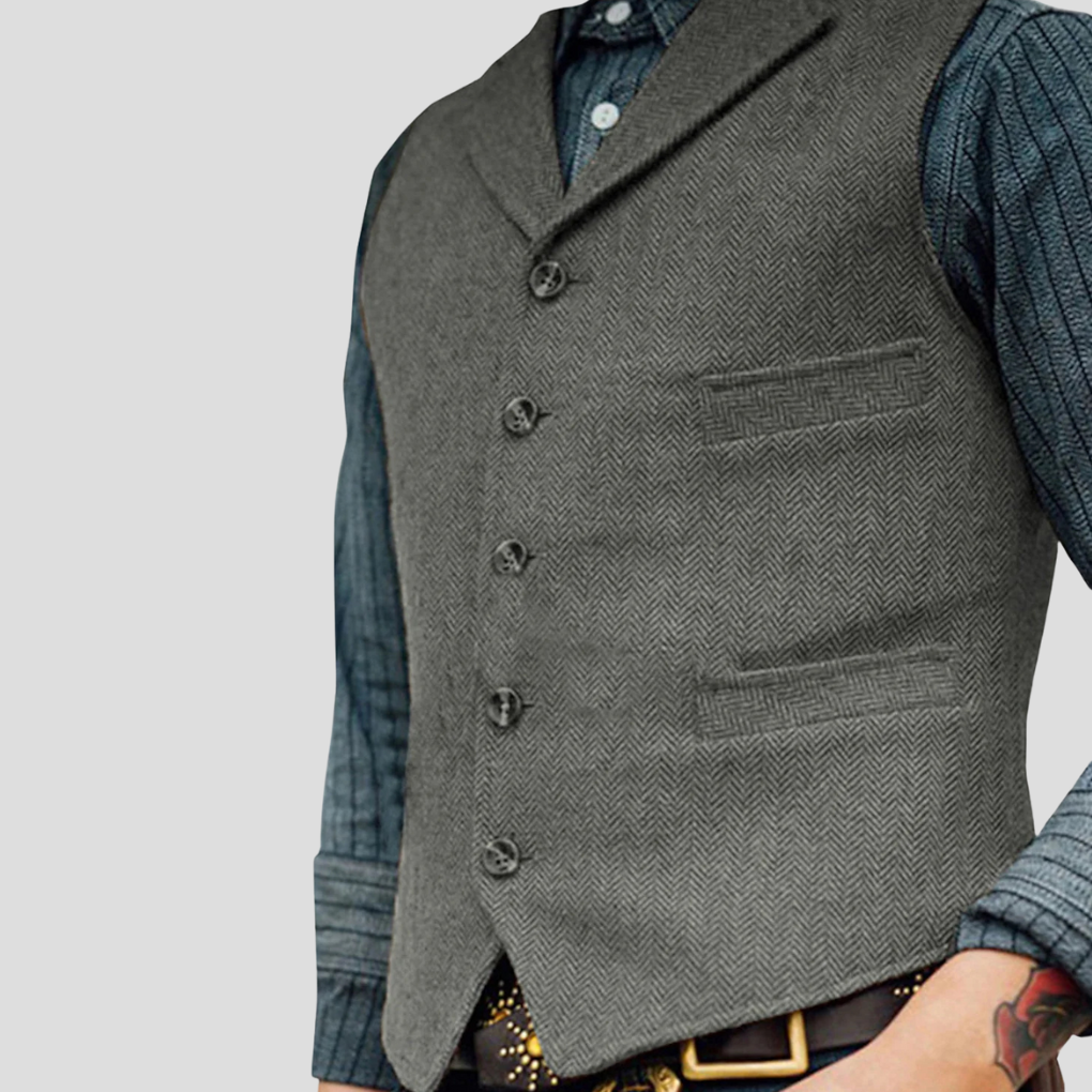 Elegant heren vintage vest, perfect voor een verfijnde look bij zowel zakelijke als feestelijke outfits.