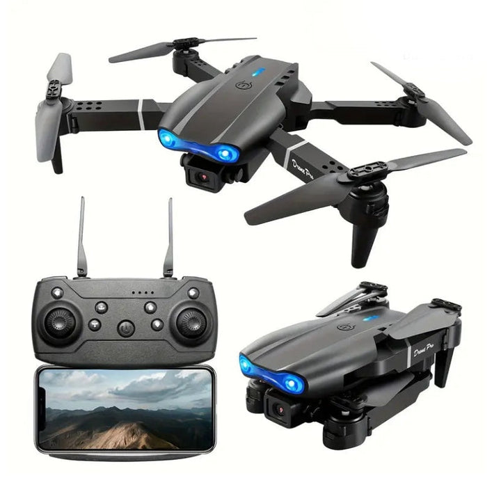Opvouwbare SkyExplorer HD camera drone voor beginners, ideaal voor compacte luchtfotografie en video met ledverlichting.