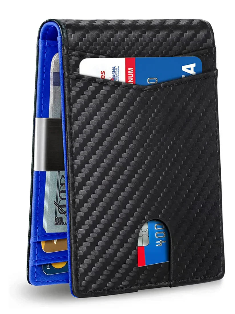 Slanke unisex RFID portemonnee van kunstleer. Veilig, compact en modern design voor pasjes en contant geld.