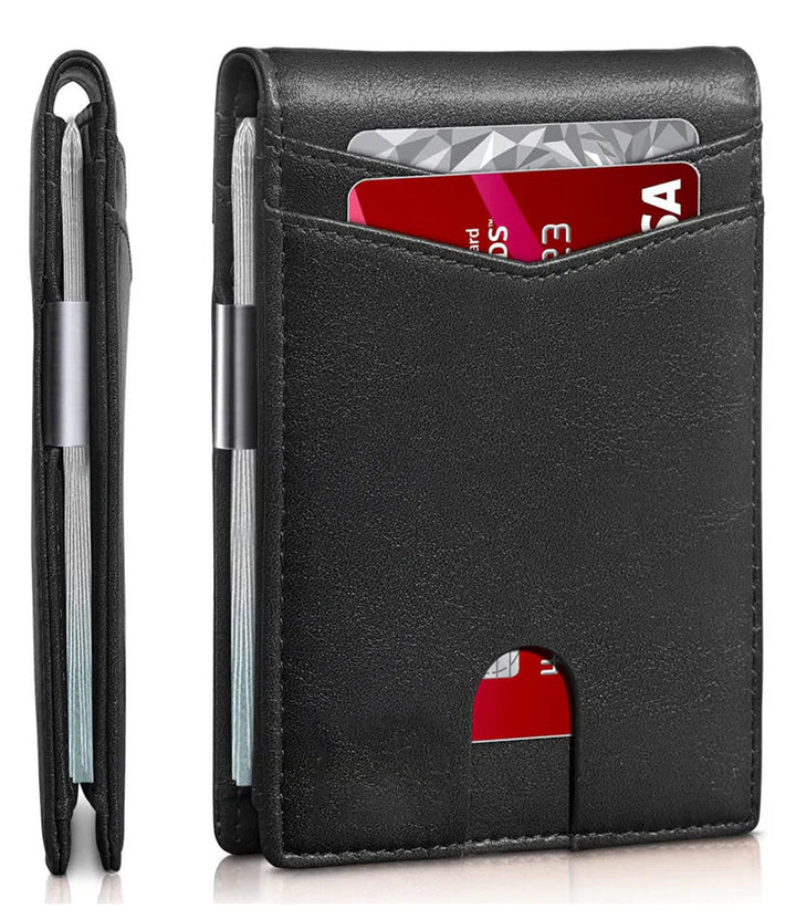Stijlvolle unisex RFID portemonnee, ideaal als cadeau. Slank, compact kunstleer met veilige pasjeshouder.