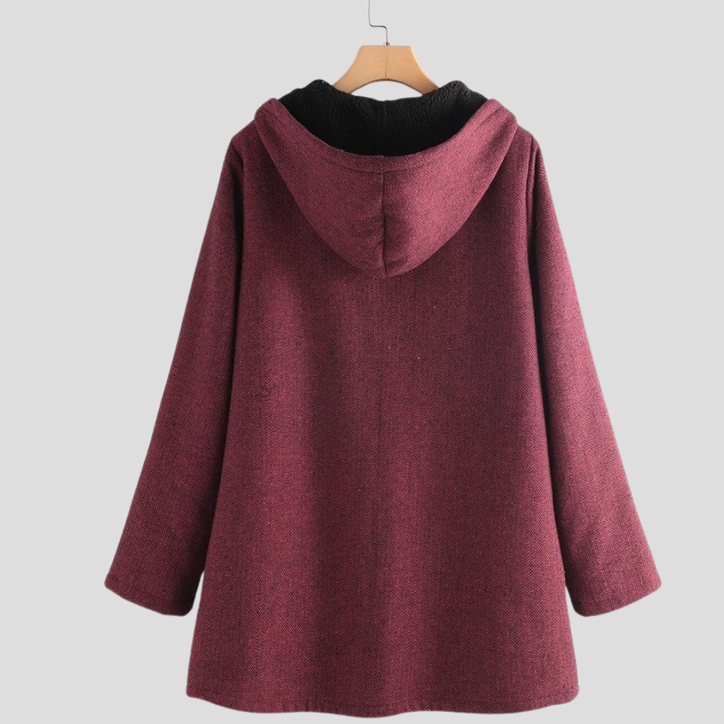 Comfortabele dames fleece jas met capuchon, perfect als warme laag voor de winter of casual buitenmode.