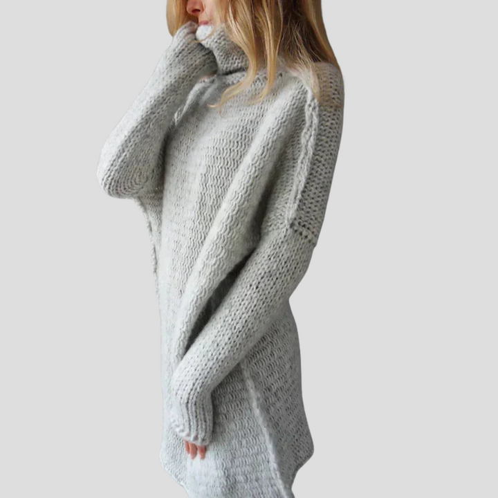 Modieuze dames wintertrui: een comfortabele oversized gebreide trui met relaxte pasvorm voor een stijlvolle herfst/winter look.