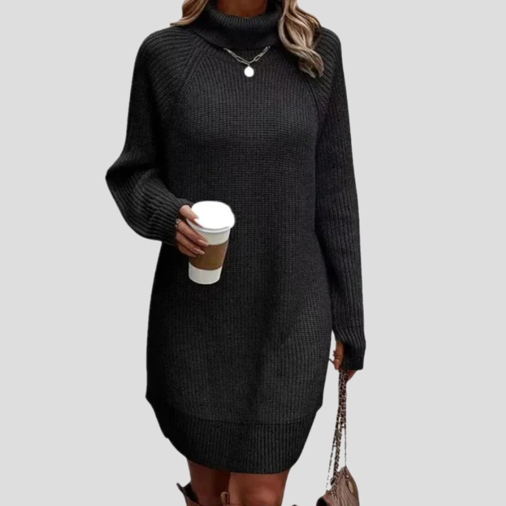 Comfortabele gebreide midi jurk voor dames, veelzijdig voor elke gelegenheid. Modieuze dag- en avondkleding.