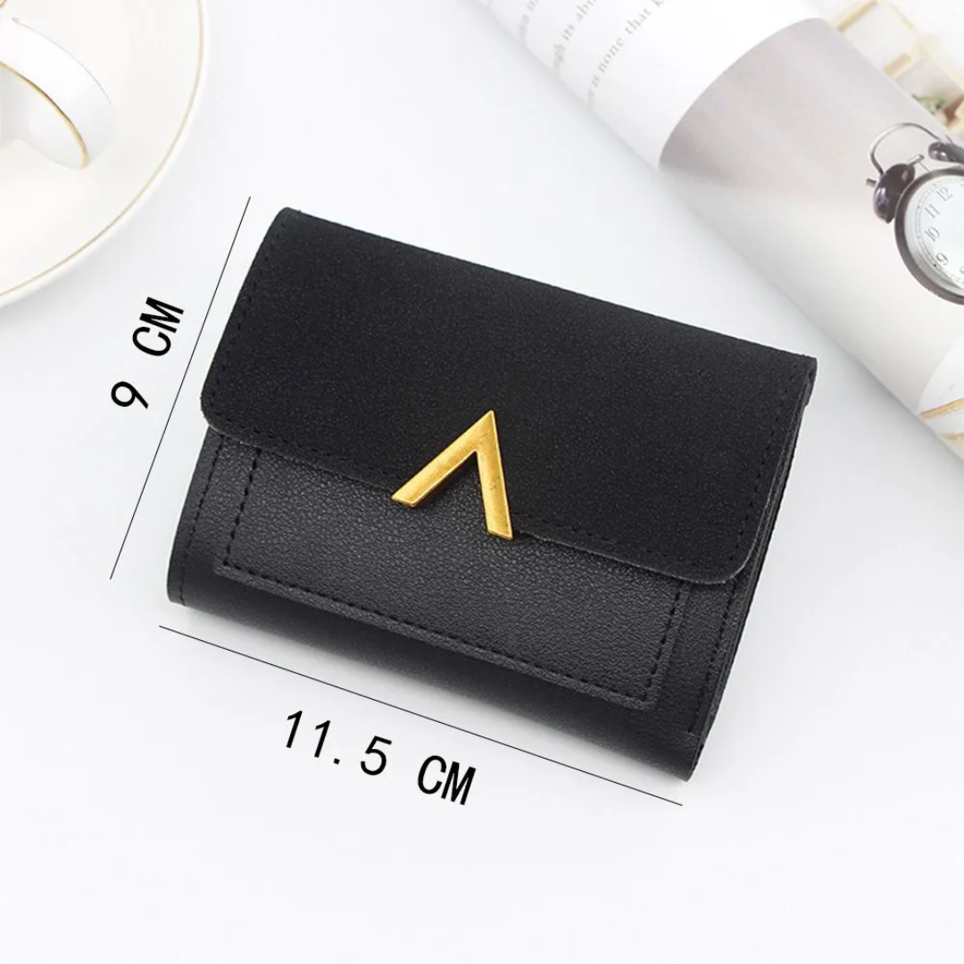 Compacte lederen fluwelen dames portemonnee, perfect voor je kleine tas.