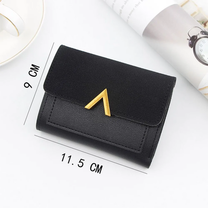 Compacte lederen fluwelen dames portemonnee, perfect voor je kleine tas.