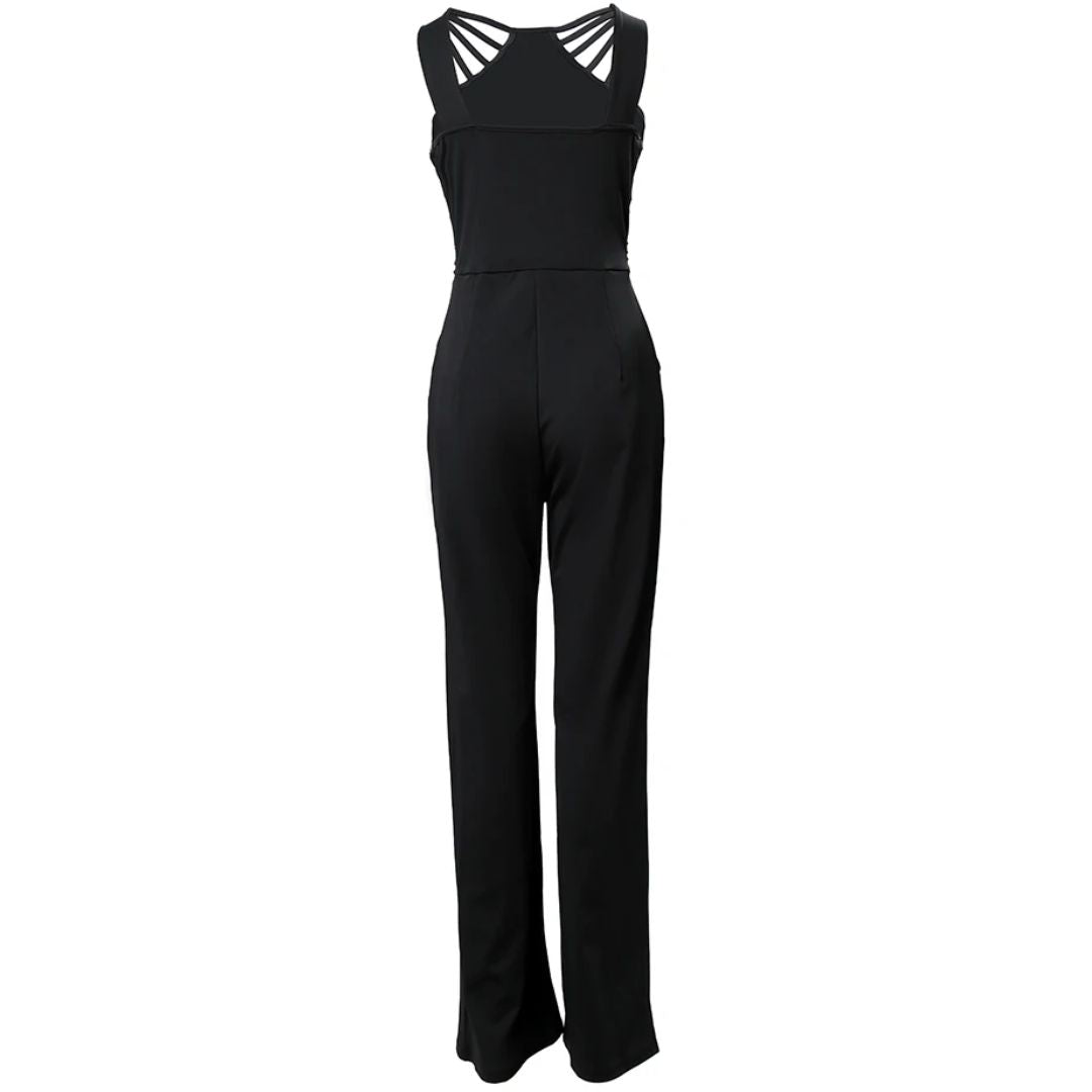 Chique dames pailletten jumpsuit; ideale gelegenheidskleding voor gala of feest. Glamoureuze avondoutfit.