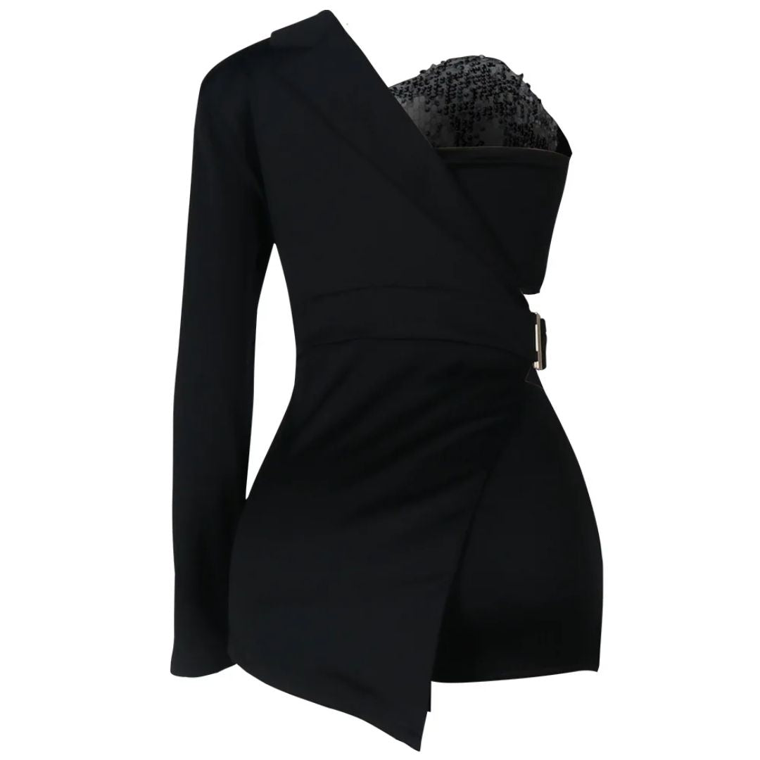 Elegante dames playsuit Kate, zilverkleurige pailletten voor een glamoureuze avondkleding.