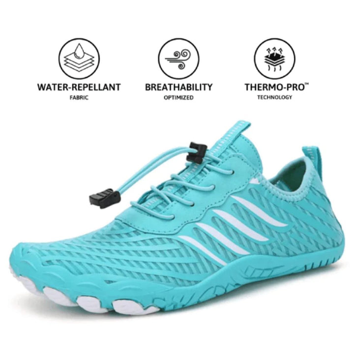 Zwarte unisex comfortschoenen met platte, flexibele zool voor een natuurlijke loopervaring en verbeterde voetgezondheid.