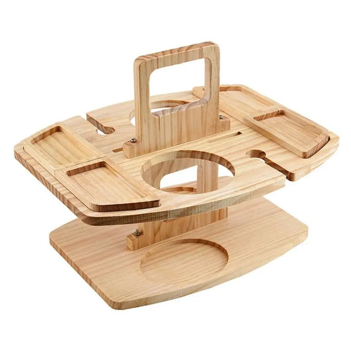 Opvouwbare houten wijntafel voor buiten, draagbaar picknicktafeltje, compact design.