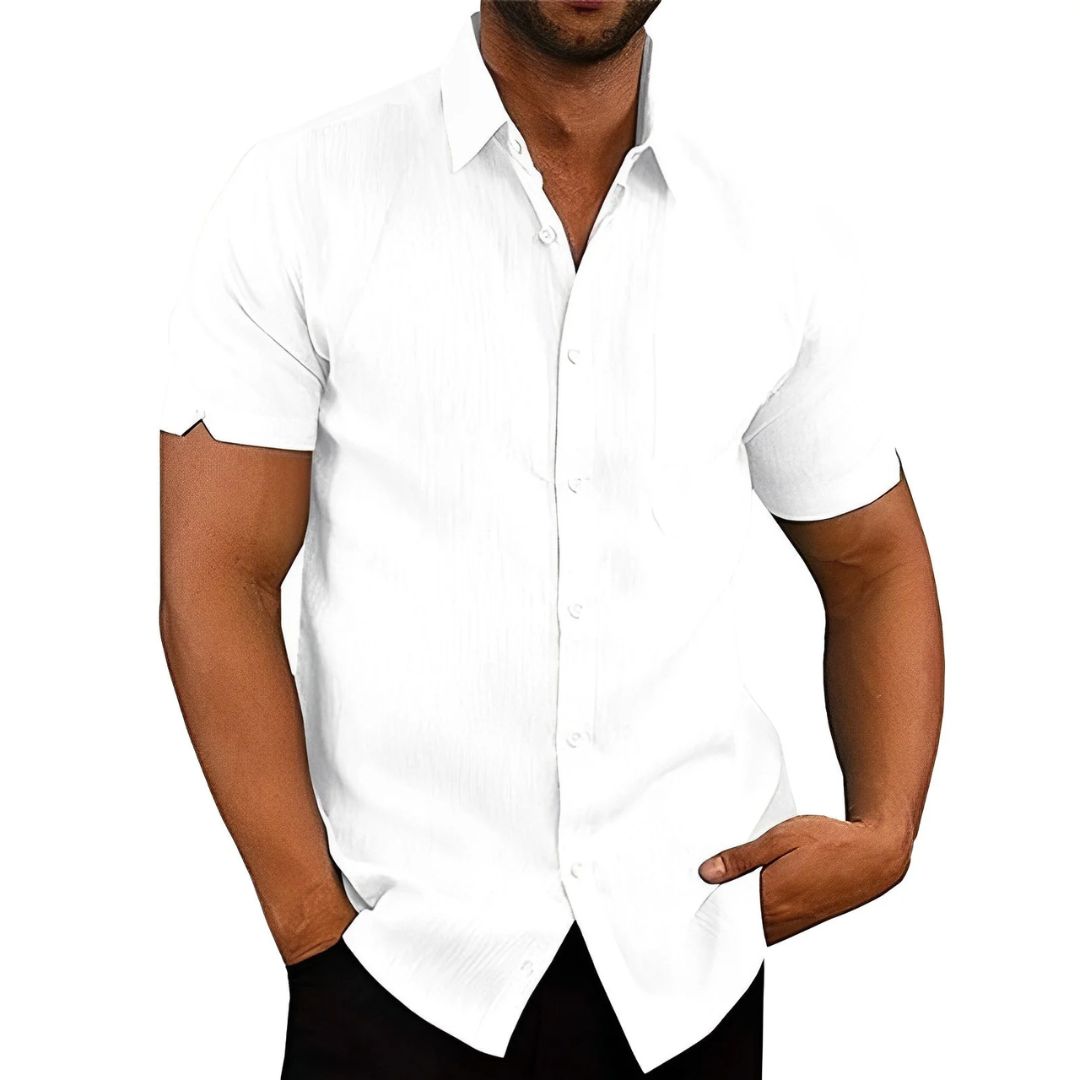 Stijlvol modieus herenoverhemd met korte mouwen voor de zomer. Dit casual overhemd heeft een comfortabele slim fit.