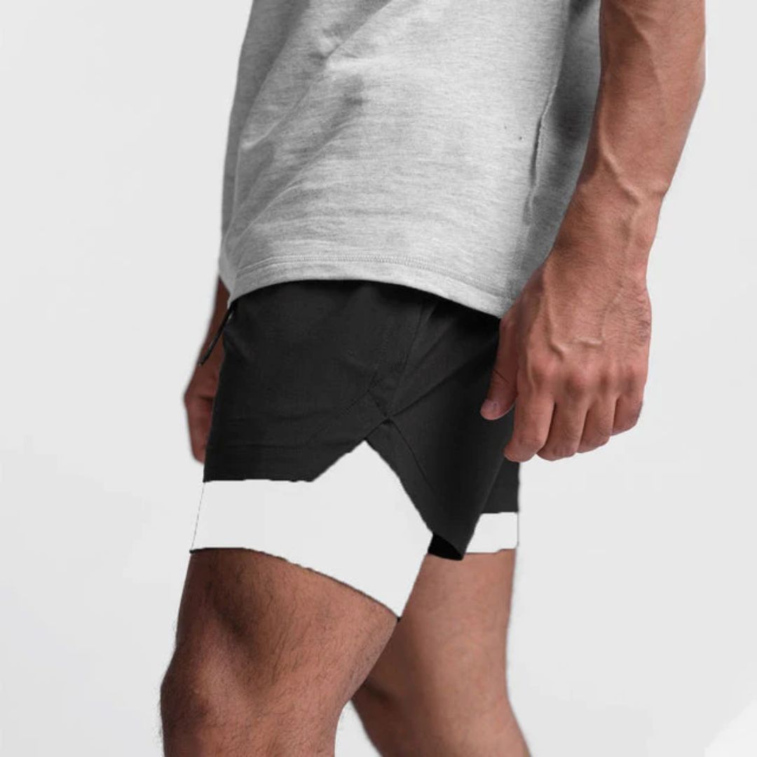 Ademende khaki heren sportshort Carl. Comfortabele activewear voor intensieve training.