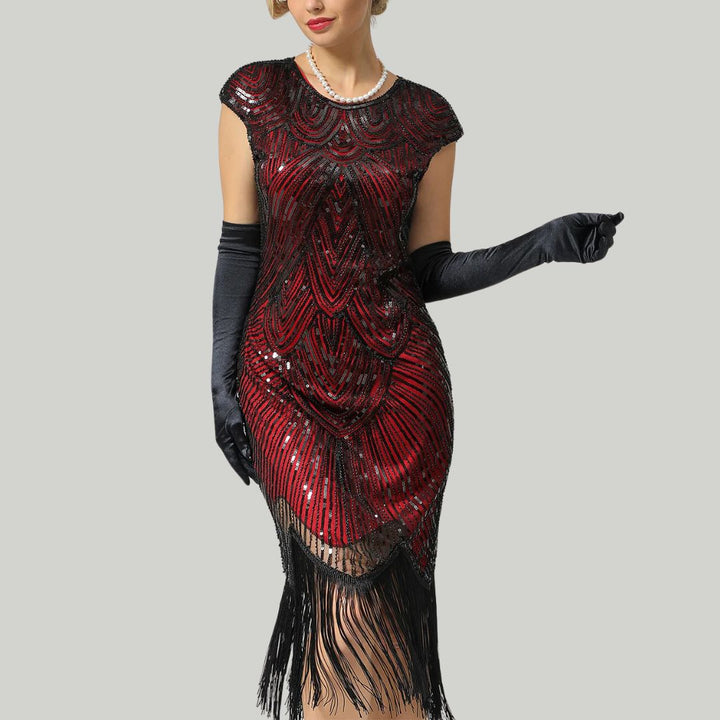 Elegante dames Gatsby glitterjurk met pailletten, perfect als avondjurk of feestjurk in vintage stijl.