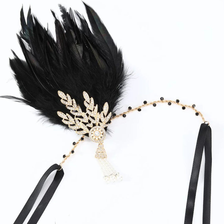 Vintage flapper veren hoofdband voor dames: stijlvol en glamoureus voor themafeesten.